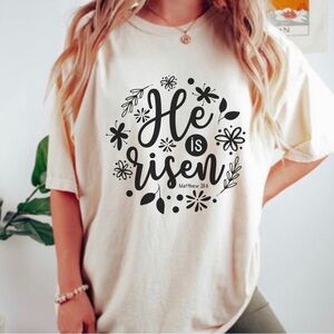 He is Risen Easter Crew Neck Short Sleeve Tee Shirt